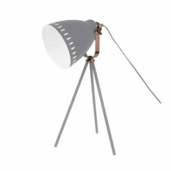 Blitzangebot 🤩 Leitmotiv Mingle Tischlampe - Ø 16,5 Cm - Höhe 54 Cm - Grey - Copper Accent 👍